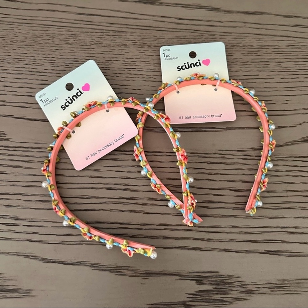 Scunci Pink Beaded Headbands